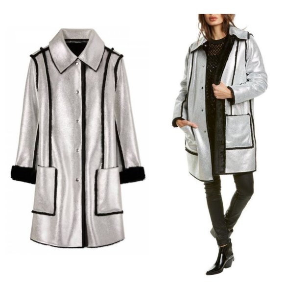 TORY BURCH Women's Metallic Esme Reversible Coat - Picture 11 of 11